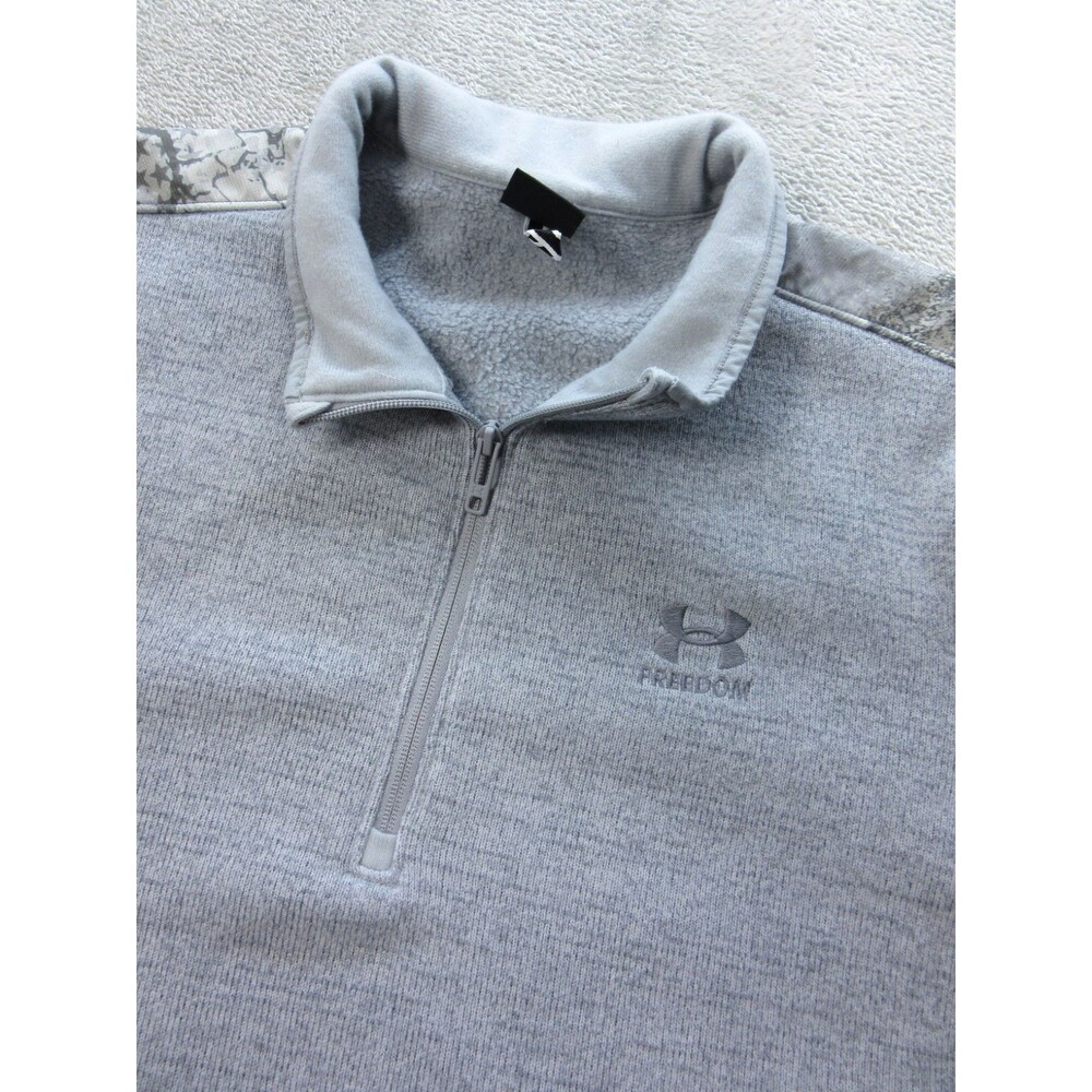 Under Armour Freedom Flag Pullover Mens XL Gray 1/4 Zip Long Slv Fleece Top